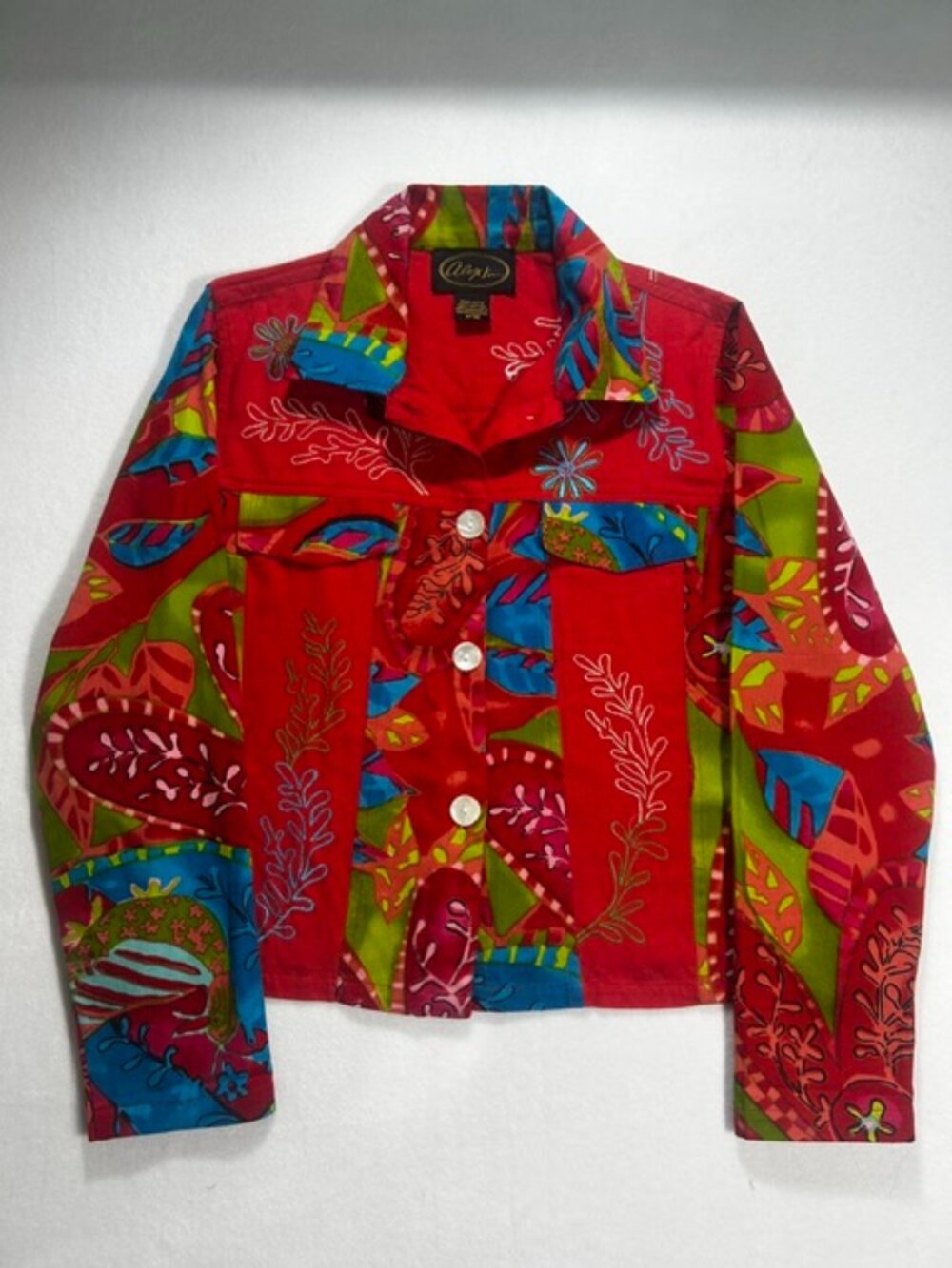 Alex Kim Embroidered Patchwork Vibrant Jacket SZ  PS Cotton
